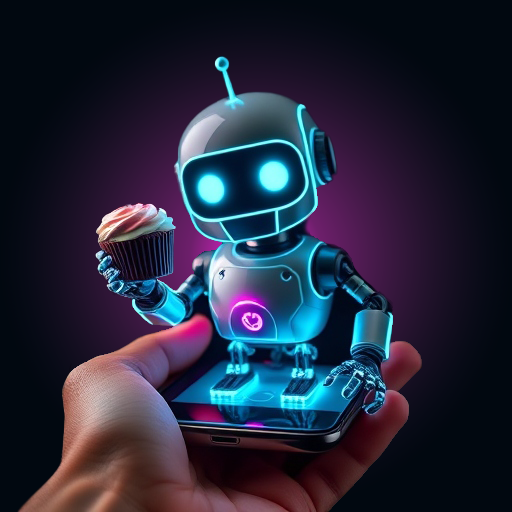 Robot podający muffinka jako "porcję automatyzacji"